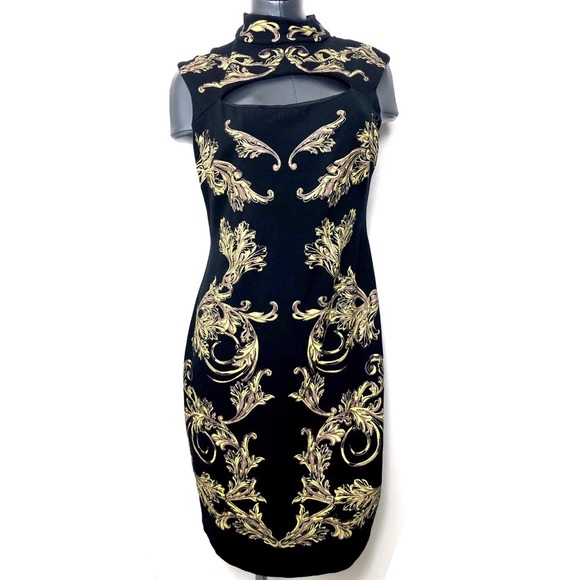 Cache Dresses & Skirts - Sexy Caché Black Mock Neck Open Breast Dress